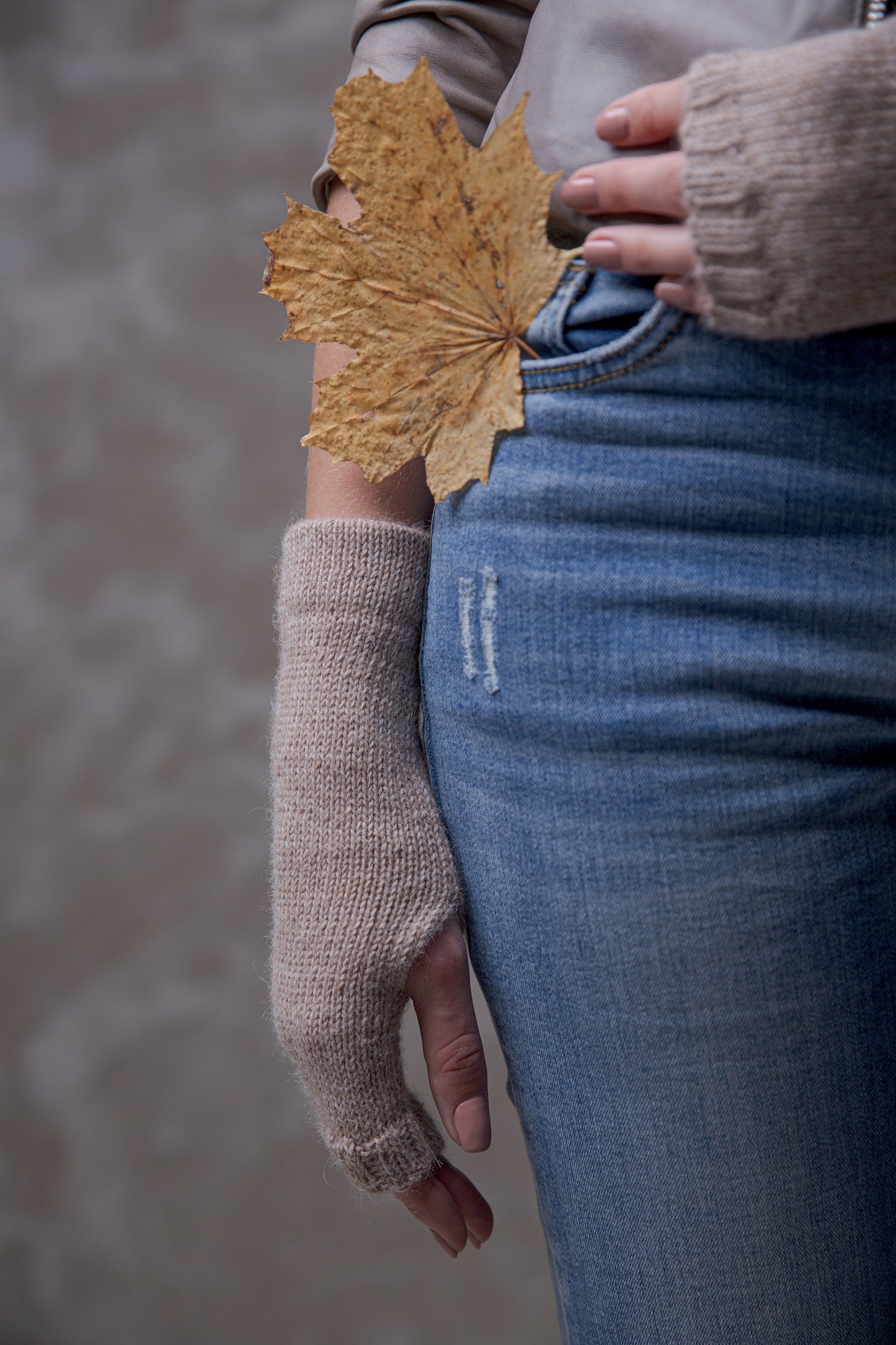 Megztos alpakų vilnos riešinės