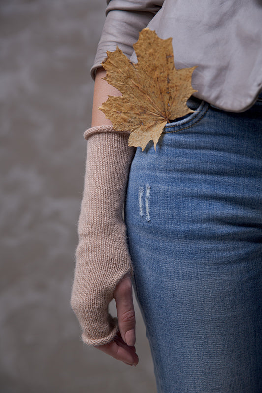 Ilgos alpakų vilnos megztos riešinės