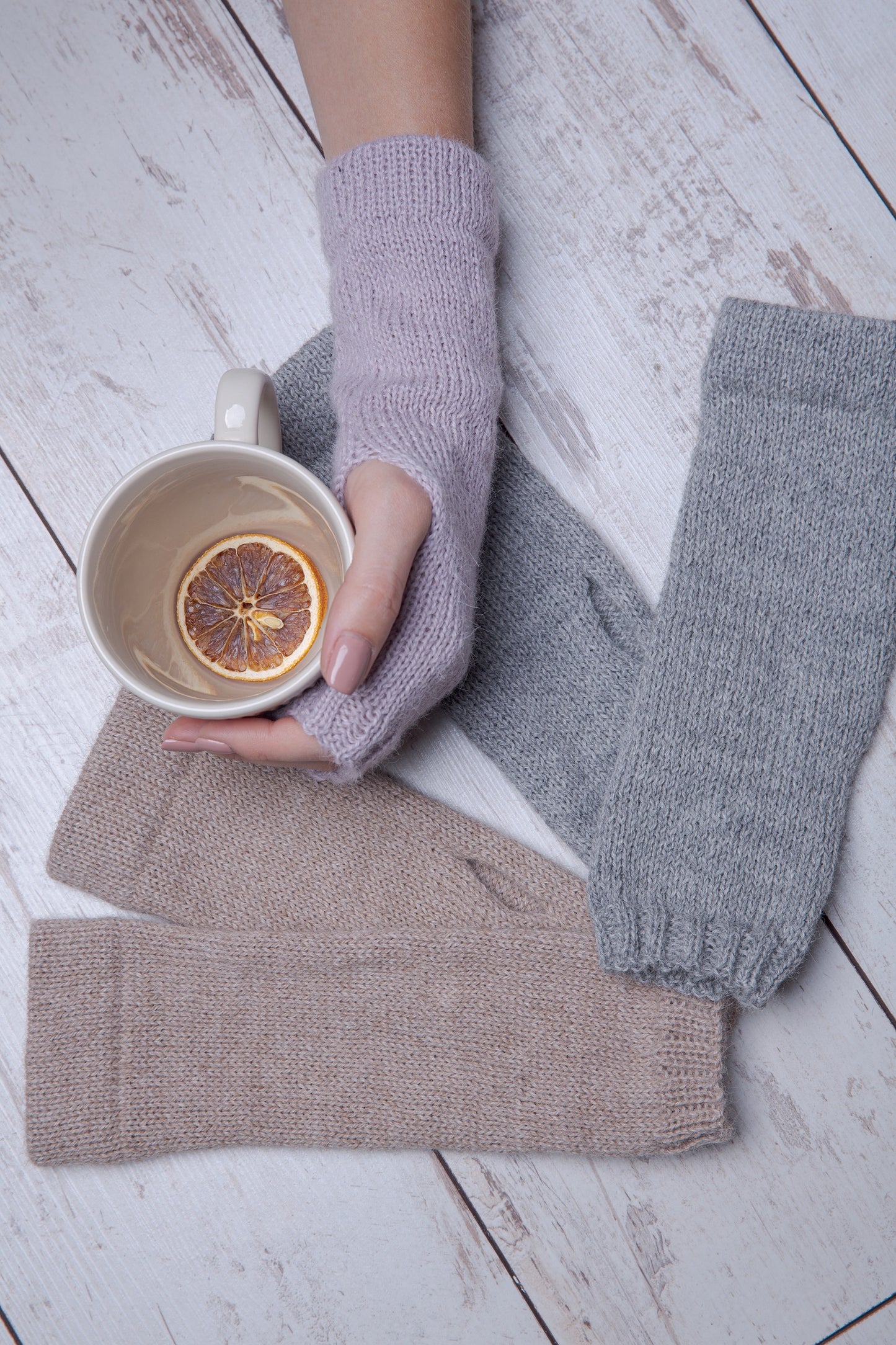 Megztos alpakų vilnos riešinės