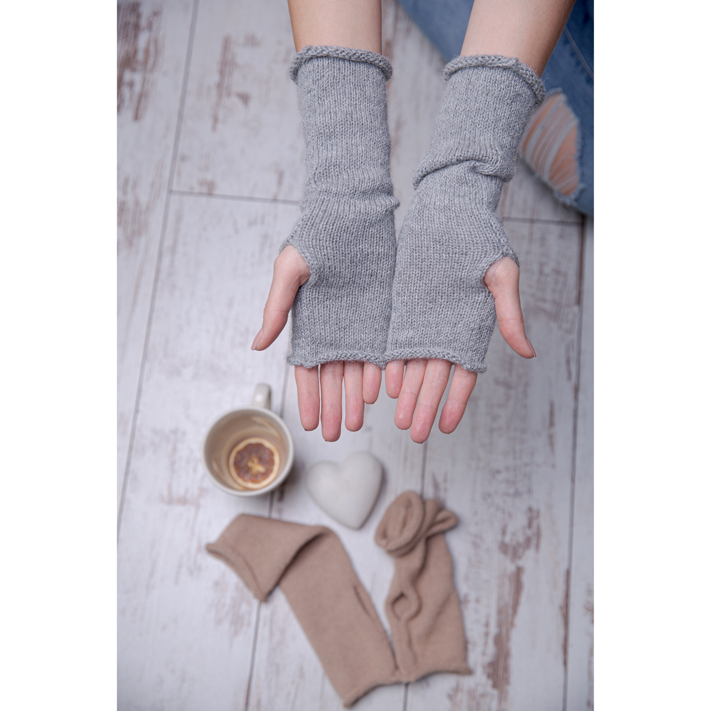 Ilgos alpakų vilnos megztos riešinės