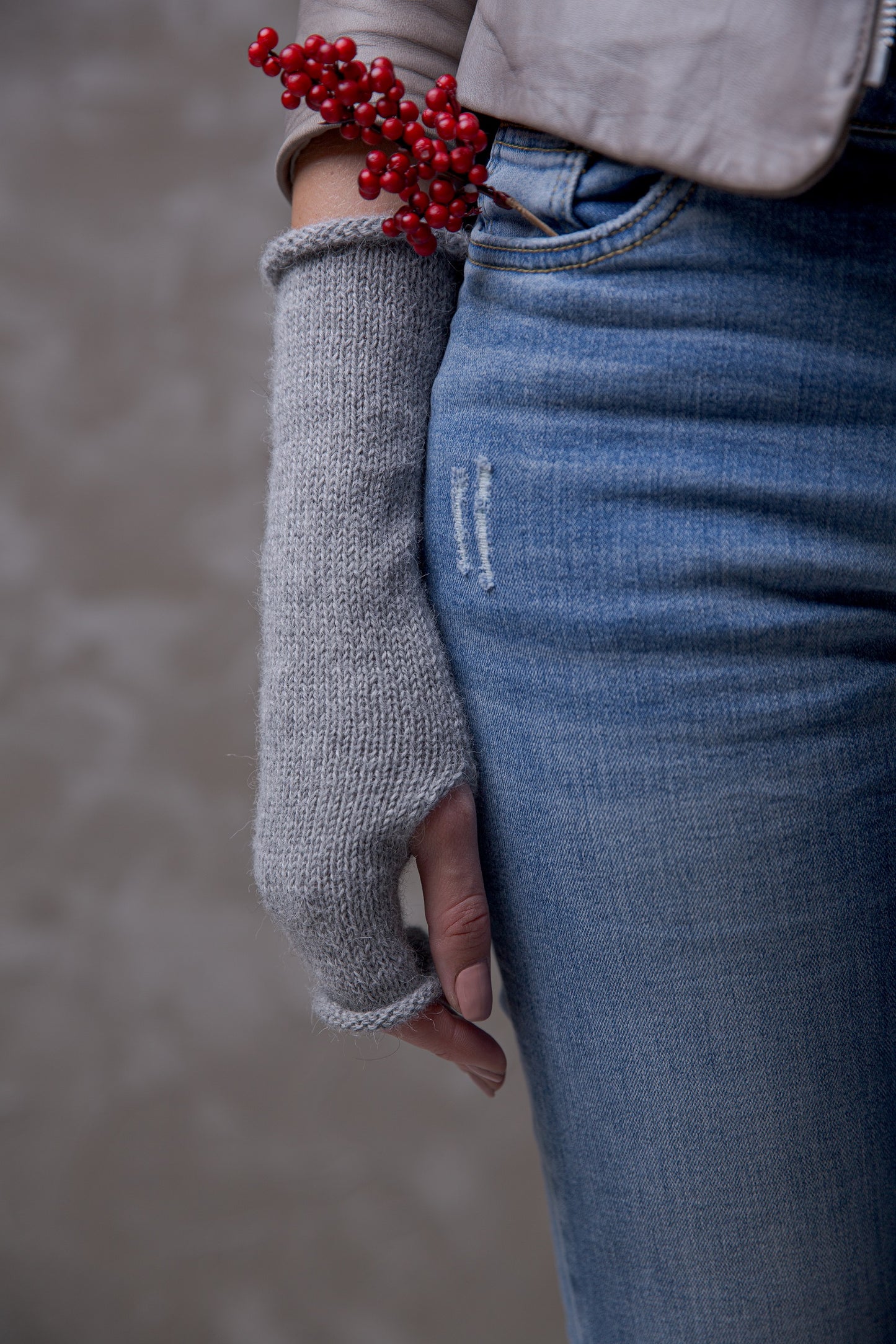 Ilgos alpakų vilnos megztos riešinės